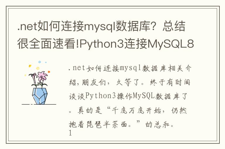 .net如何连接mysql数据库?总结很全面速看!Python3连接MySQL8.0数据库,难不?