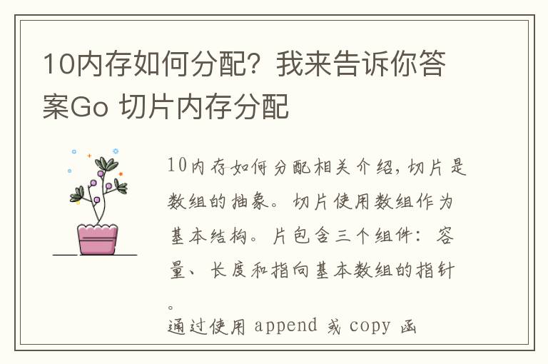 10内存如何分配?我来告诉你答案Go 切片内存分配
