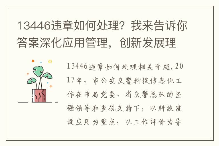 13446违章如何处理?我来告诉你答案深化应用管理,创新发展理念,大力实施科技强警战略——2017年安康市公安局交警支队科技工作成绩显著