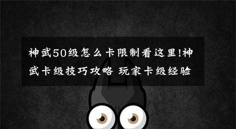 神武50级怎么卡限制看这里!神武卡级技巧攻略 玩家卡级经验分享