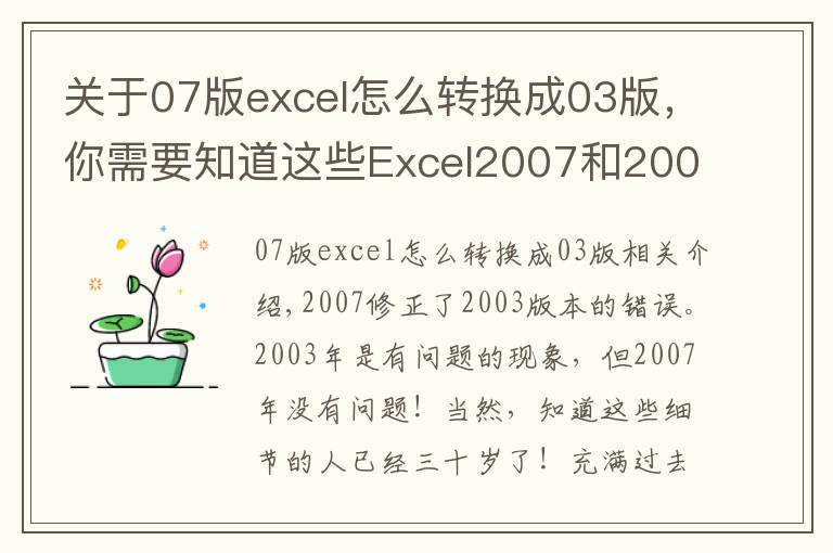 关于07版excel怎么转换成03版,你需要知道这些Excel2007和2003对比,两者之间到底增加了多少差异?