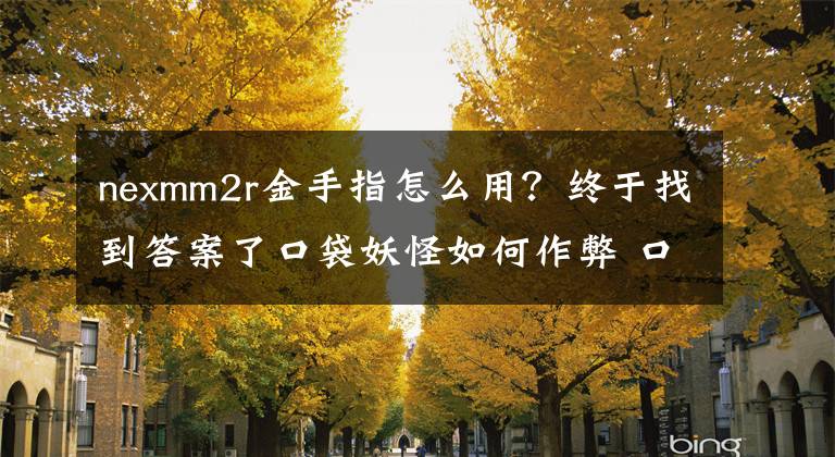 nexmm2r金手指怎么用？终于找到答案了口袋妖怪如何作弊 口袋妖怪黑白2金手指大全及用法