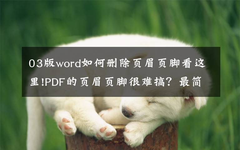 03版word如何删除页眉页脚看这里!PDF的页眉页脚很难搞?最简单的编辑和删除方法都在这里