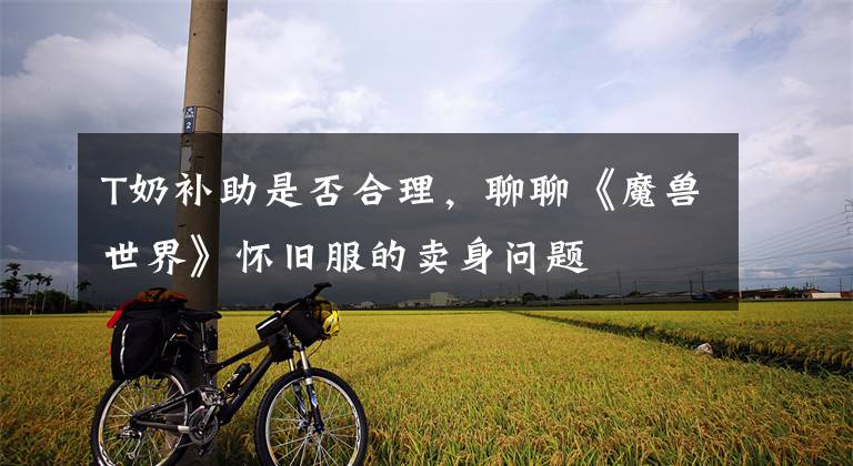 T奶补助是否合理，聊聊《魔兽世界》怀旧服的卖身问题