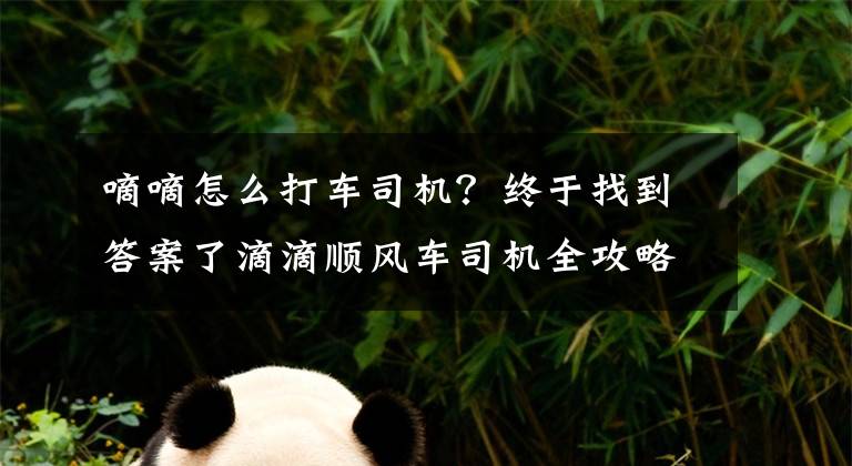 嘀嘀怎么打车司机?终于找到答案了滴滴顺风车司机全攻略