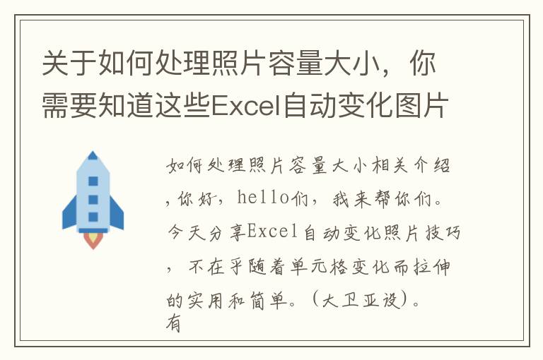 关于如何处理照片容量大小,你需要知道这些Excel自动变化图片技巧,随单元格变化拉伸缩小,实用简单不操心