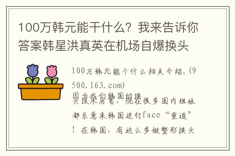 100万韩元能干什么?我来告诉你答案韩星洪真英在机场自爆换头史之后,一年能入账100亿韩元?