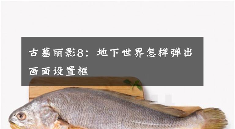 古墓丽影8:地下世界怎样弹出画面设置框