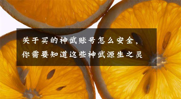 关于买的神武账号怎么安全，你需要知道这些神武源生之灵能存入账号仓库吗 玩家截图鉴别