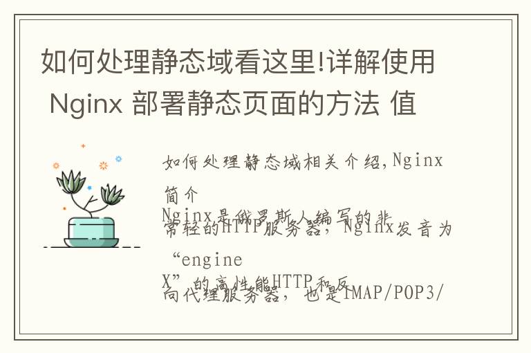 如何处理静态域看这里!详解使用 Nginx 部署静态页面的方法 值得收藏!