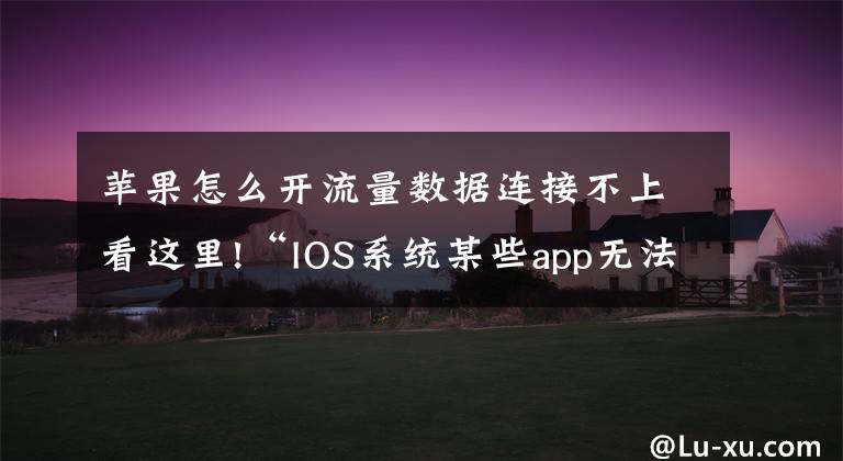 苹果怎么开流量数据连接不上看这里!“IOS系统某些app无法连接到网络，其他正常”解决办法