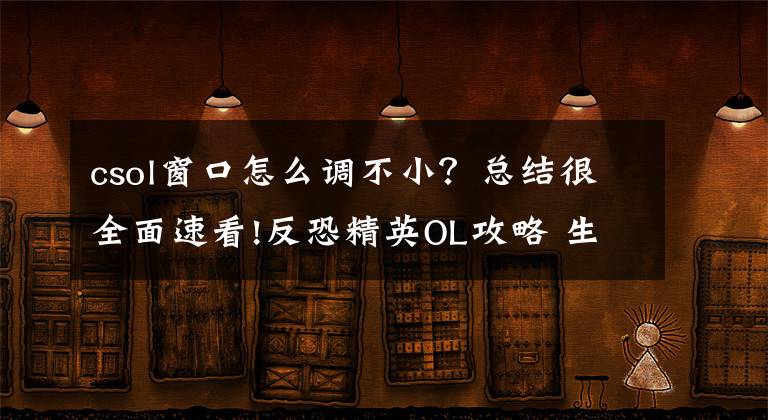 csol窗口怎么调不小？总结很全面速看!反恐精英OL攻略 生化模式中的一些经验