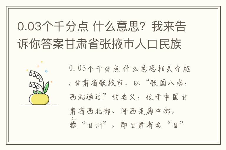 0.03个千分点 什么意思?我来告诉你答案甘肃省张掖市人口民族概况