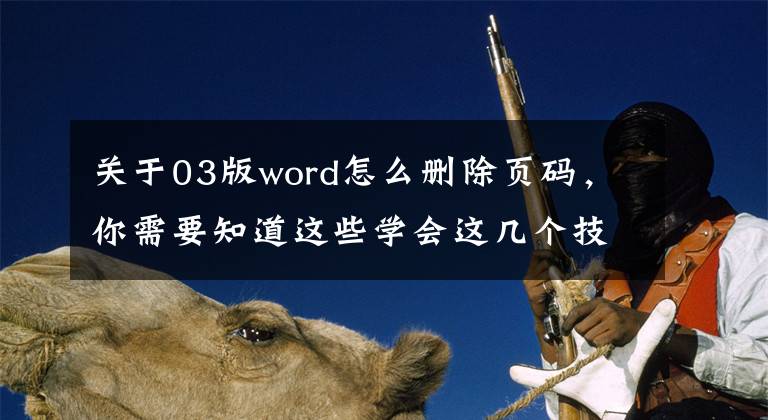 关于03版word怎么删除页码，你需要知道这些学会这几个技巧，轻松搞定Word页码烦恼