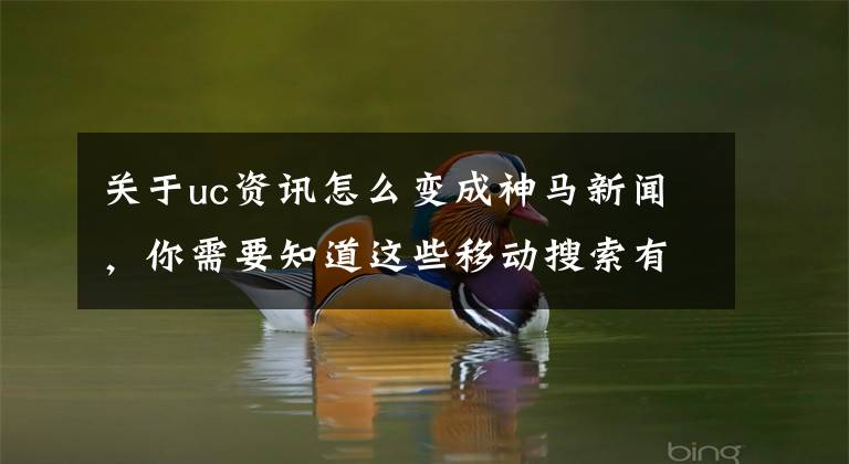 关于uc资讯怎么变成神马新闻,你需要知道这些移动搜索有新玩法 神马都是浮云