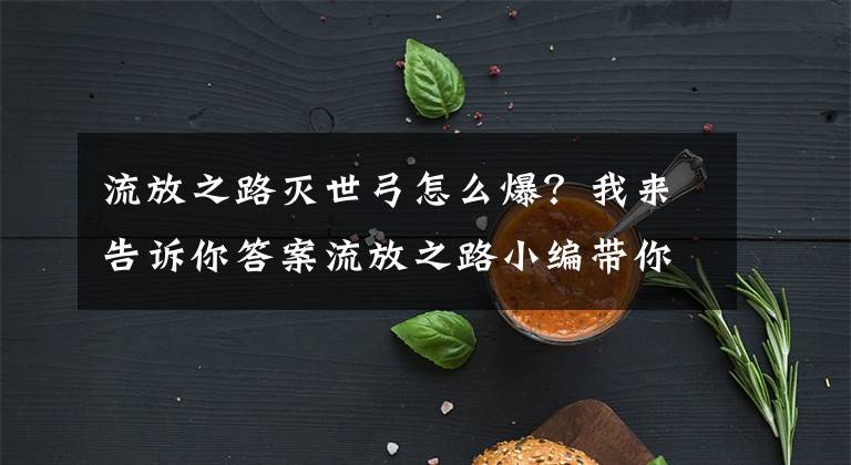 流放之路灭世弓怎么爆?我来告诉你答案流放之路小编带你初识流放装备系统
