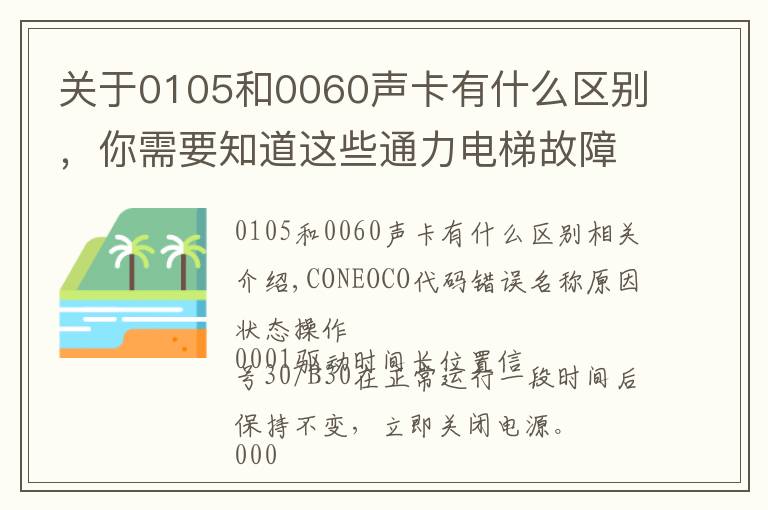 关于0105和0060声卡有什么区别,你需要知道这些通力电梯故障代码和安全回路板详解