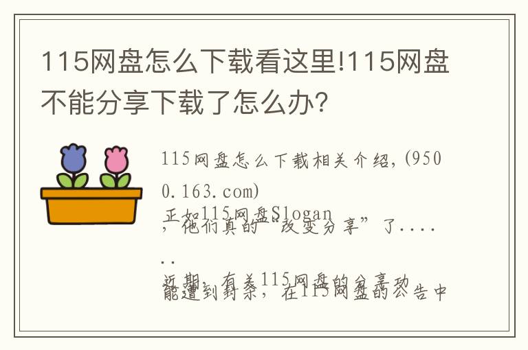 115网盘怎么下载看这里!115网盘不能分享下载了怎么办?