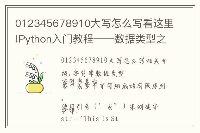 012345678910大写怎么写看这里!Python入门教程——数据类型之字符串