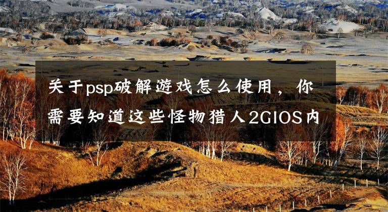 关于psp破解游戏怎么使用,你需要知道这些怪物猎人2GIOS内购破解教程 怪物猎人2G修改