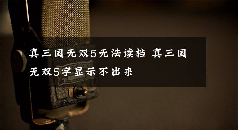 真三国无双5无法读档 真三国无双5字显示不出来