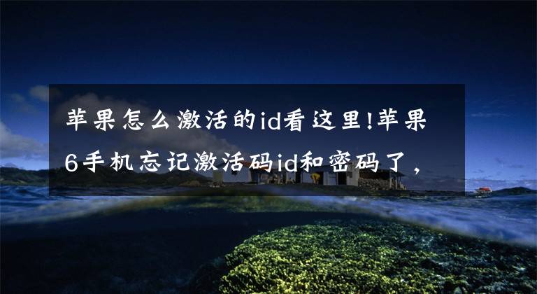 苹果怎么激活的id看这里!苹果6手机忘记激活码id和密码了，怎么解决？哪位大神可以帮助？