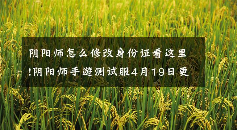 阴阳师怎么修改身份证看这里!阴阳师手游测试服4月19日更新 新增实名认证