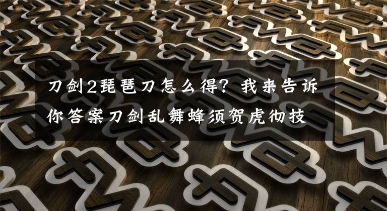 刀剑2琵琶刀怎么得?我来告诉你答案刀剑乱舞蜂须贺虎彻技能介绍 蜂须贺虎彻公式搭配