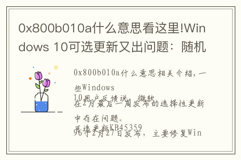 0x800b010a什么意思看这里!Windows 10可选更新又出问题:随机卡死 、蓝屏和性能问题