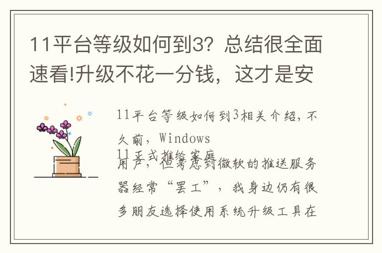 11平台等级如何到3?总结很全面速看!升级不花一分钱,这才是安装windows 11的正确方式