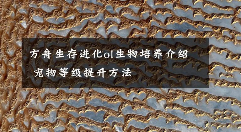 方舟生存进化ol生物培养介绍 宠物等级提升方法