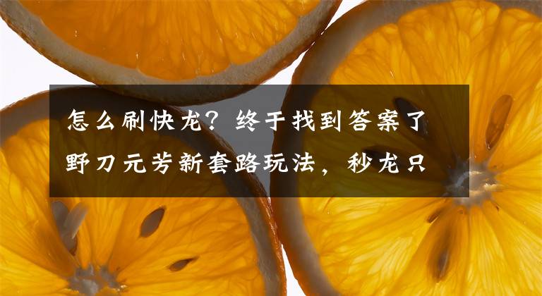 怎么刷快龙?终于找到答案了野刀元芳新套路玩法,秒龙只需要2秒钟