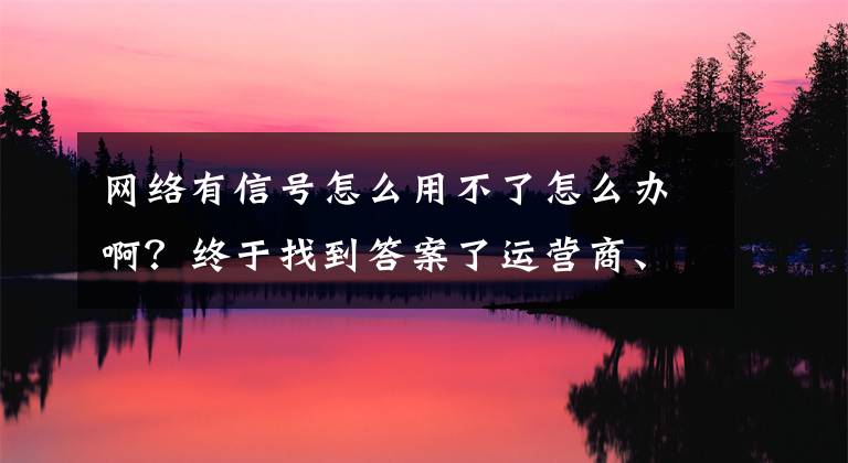 网络有信号怎么用不了怎么办啊？终于找到答案了运营商、普通用户如何避免及应对KDDI式“全面断网”