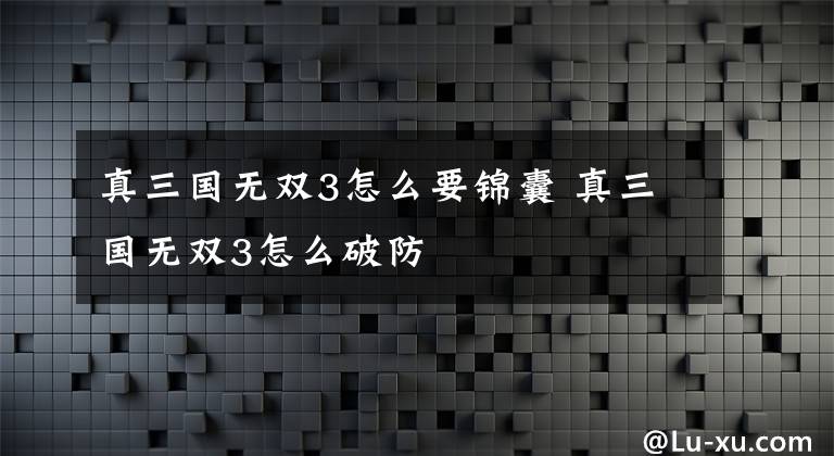 真三国无双3怎么要锦囊 真三国无双3怎么破防