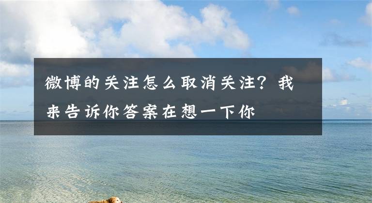 微博的关注怎么取消关注?我来告诉你答案在想一下你