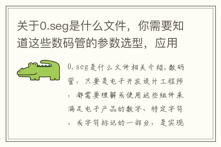 关于0.seg是什么文件,你需要知道这些数码管的参数选型,应用,问题分析,以及编程思路讲解