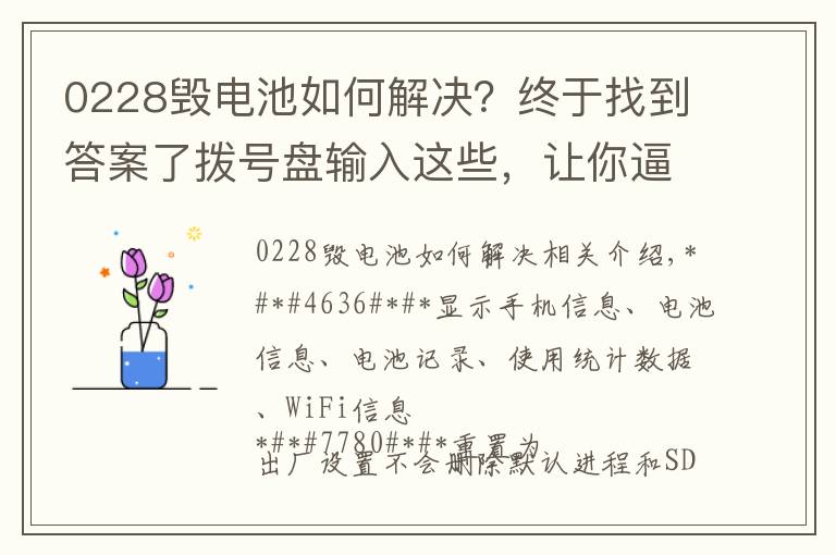 0228毁电池如何解决?终于找到答案了拨号盘输入这些,让你逼格满满