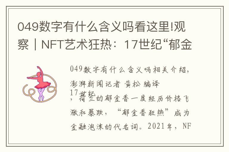 049数字有什么含义吗看这里!观察|NFT艺术狂热:17世纪“郁金香狂热”重现?
