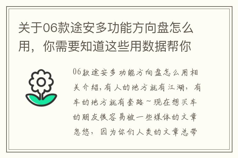 关于06款途安多功能方向盘怎么用,你需要知道这些用数据帮你分析 途安L究竟有哪些优势?