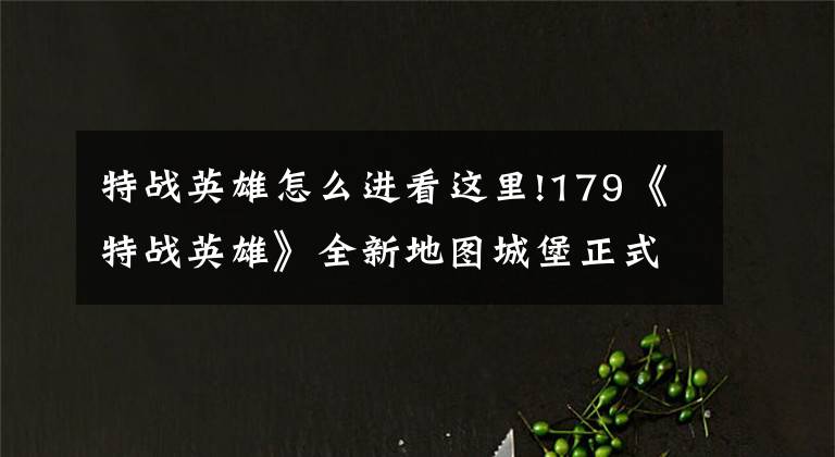 特战英雄怎么进看这里!179《特战英雄》全新地图城堡正式上线
