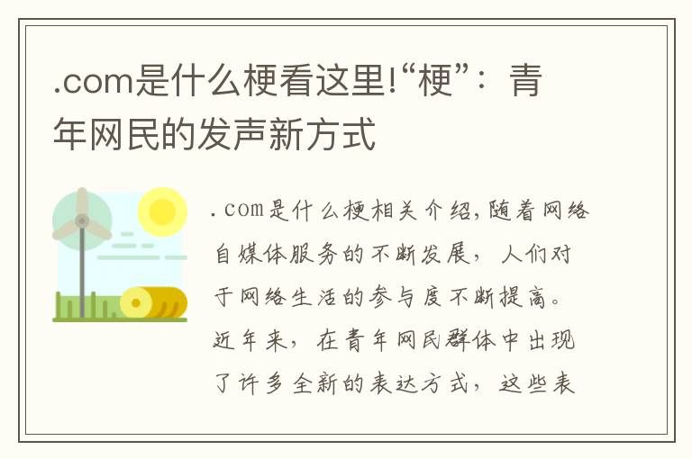 .com是什么梗看这里!“梗”:青年网民的发声新方式
