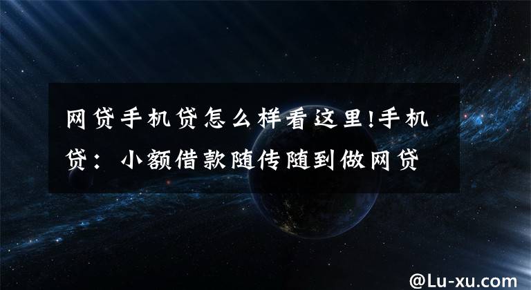 网贷手机贷怎么样看这里!手机贷:小额借款随传随到做网贷行业领头羊