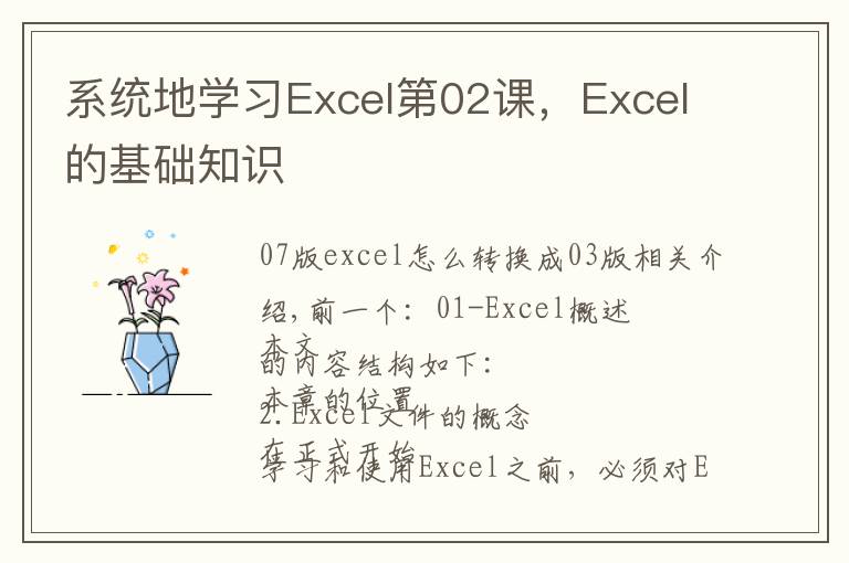系统地学习Excel第02课,Excel的基础知识