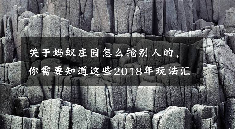 关于蚂蚁庄园怎么抢别人的，你需要知道这些2018年玩法汇总 春节如何用正确的方式抢红包