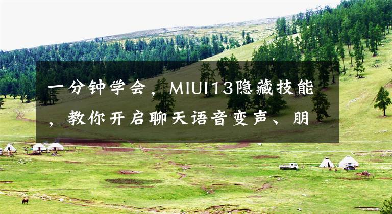 一分钟学会，MIUI13隐藏技能，教你开启聊天语音变声、朋友圈滤镜
