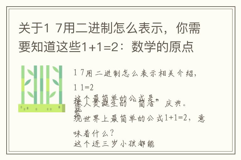 关于1 7用二进制怎么表示,你需要知道这些1+1=2:数学的原点