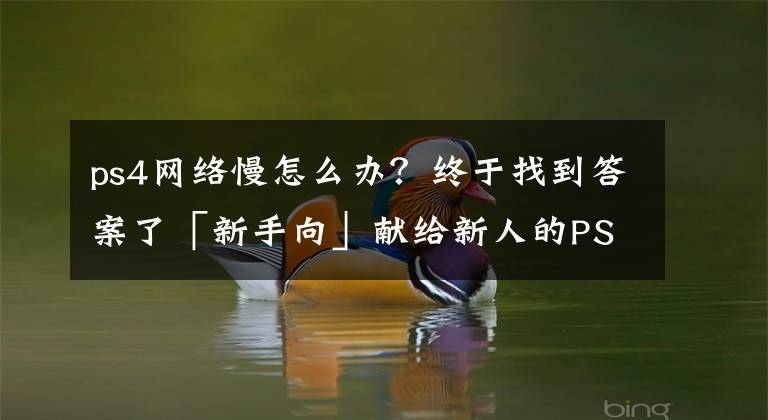 ps4网络慢怎么办？终于找到答案了「新手向」献给新人的PS4入坑指南