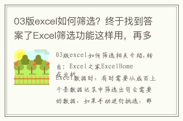 03版excel如何筛选?终于找到答案了Excel筛选功能这样用,再多数据我也不惧了