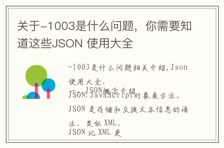 关于-1003是什么问题,你需要知道这些JSON 使用大全