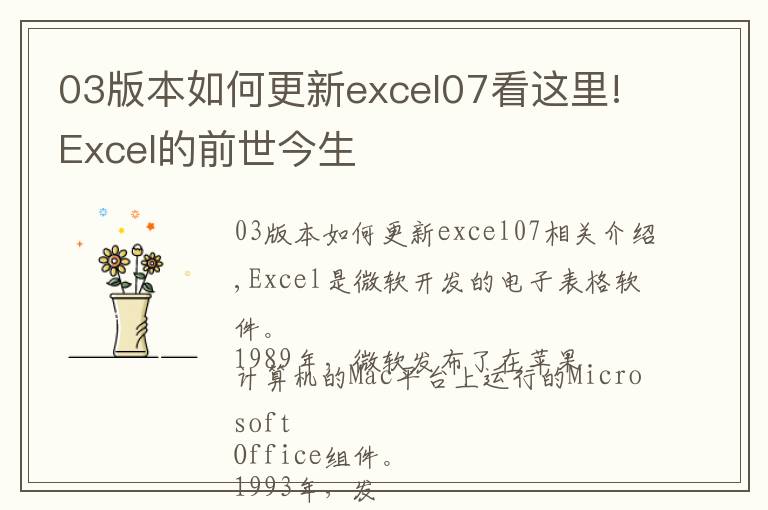 03版本如何更新excel07看这里!Excel的前世今生